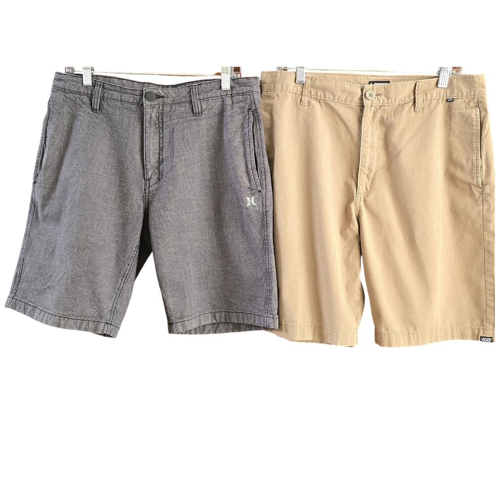 HURLEY & VANS SHORTS LOT OF 2 SIZE 32 DK GRAY & TAN
